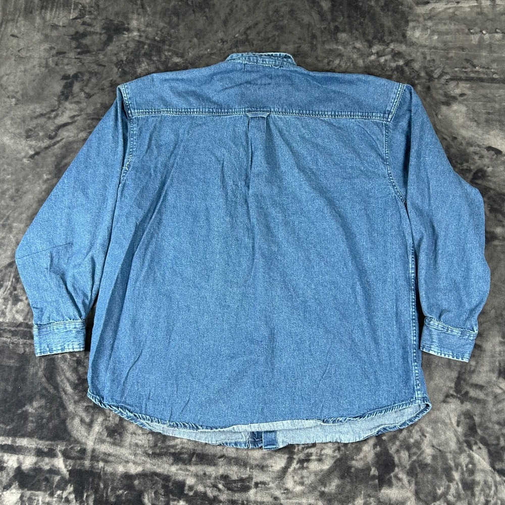 Unbiased Basic Denim Shirt Mens XXL Blue Long Sleeve Button Down Cotton 2093 - Picture 5 of 6